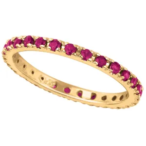 0.81 Carat Natural Ruby Eternity Ring 14K Yellow Gold