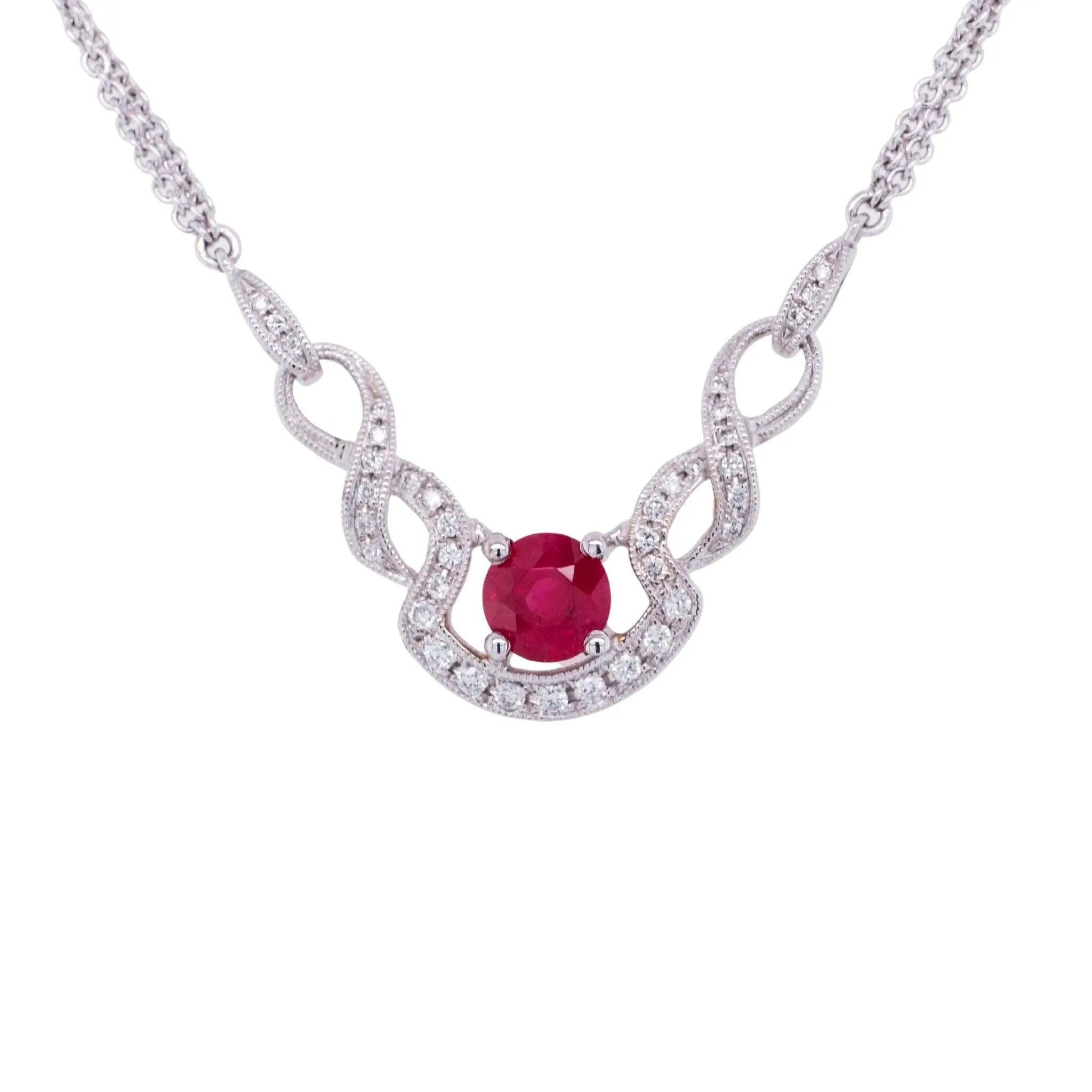 1 Carat Ruby Necklace in 14k White Gold