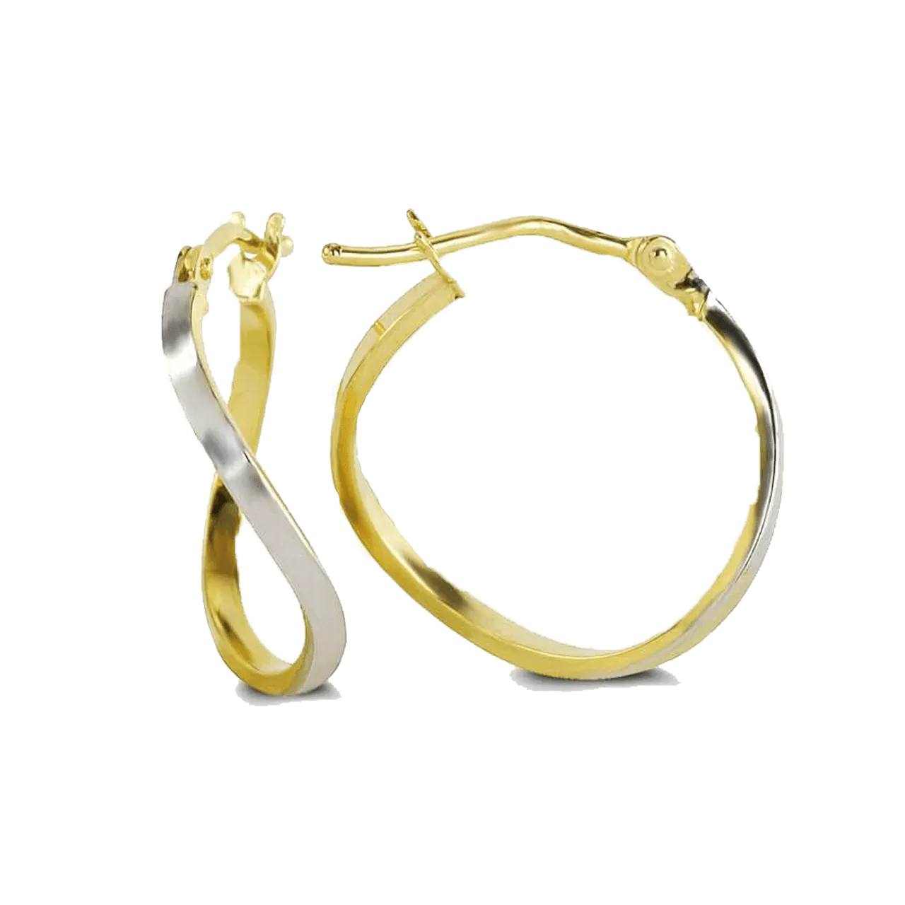 10K White And Yellow Gold Fancy Hoop Earrings