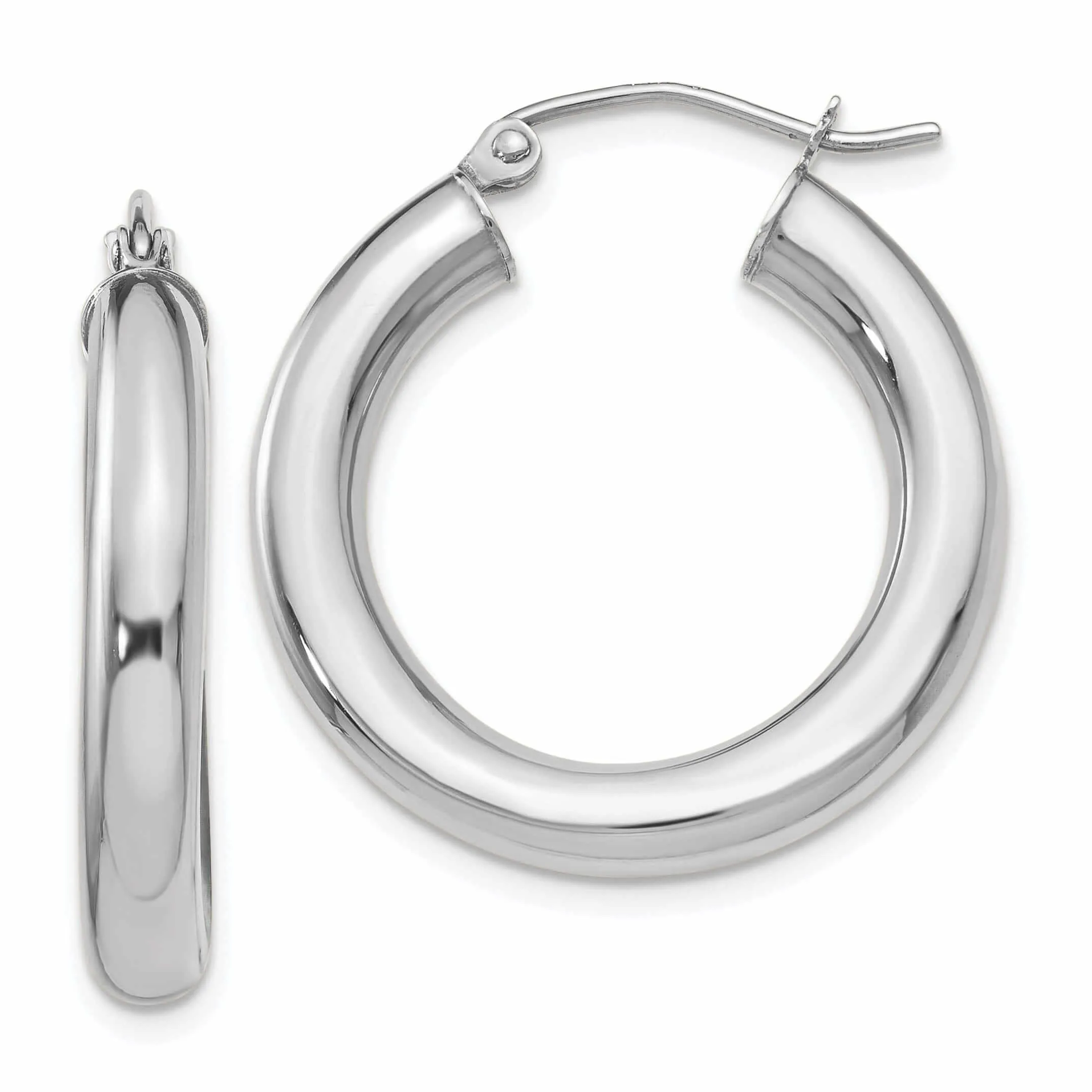 10K White Gold Polished Hoop Earrings
