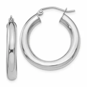 10K White Gold Polished Hoop Earrings