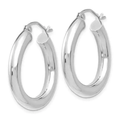 10K White Gold Polished Hoop Earrings