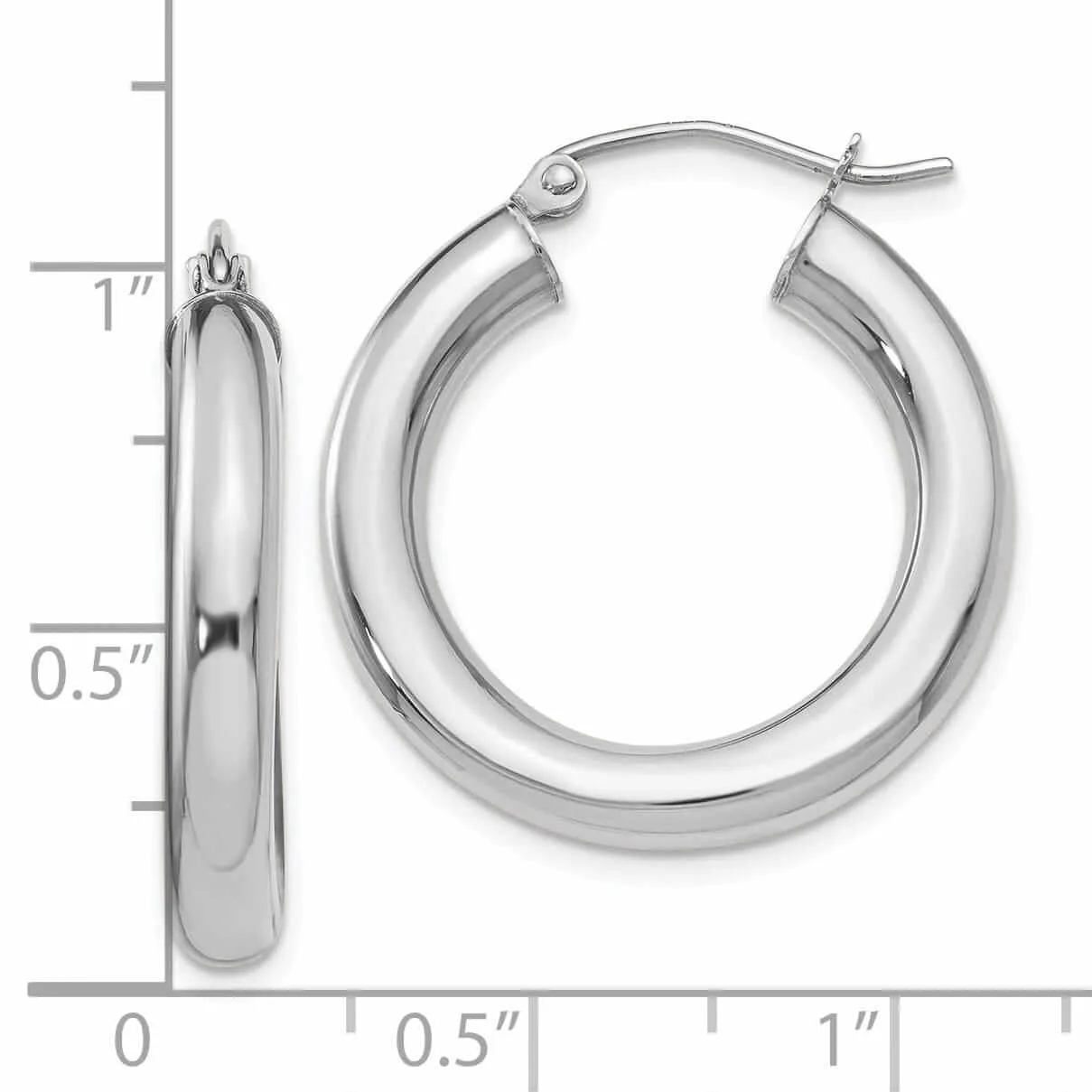 10K White Gold Polished Hoop Earrings