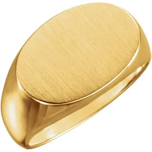 10k Yellow Gold 12x18mm Oval Signet Ring, Size 10