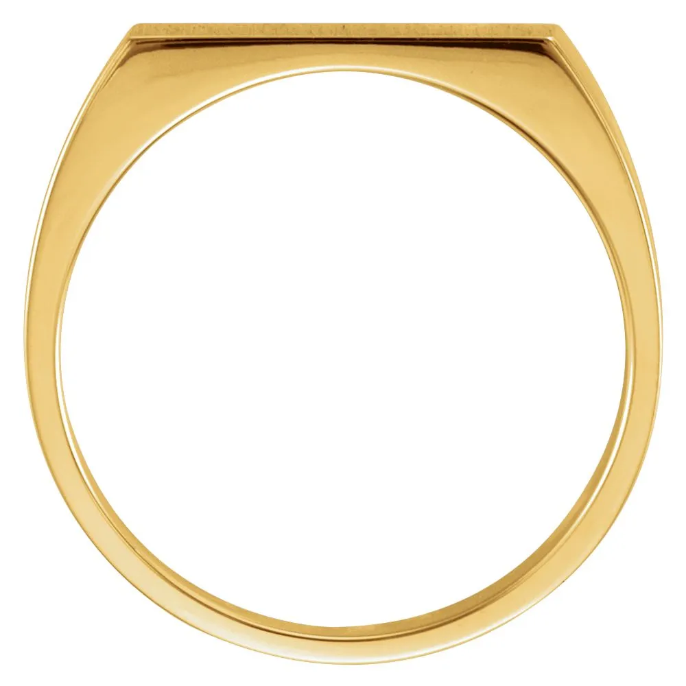 10k Yellow Gold 15x6mm Men's Signet Ring, Size 11