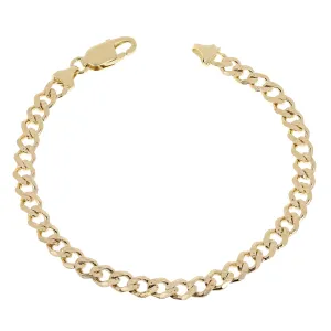 10k Yellow Gold Cuban Yellow Pave Link Chain Bracelet 5.9mm Various Lengths