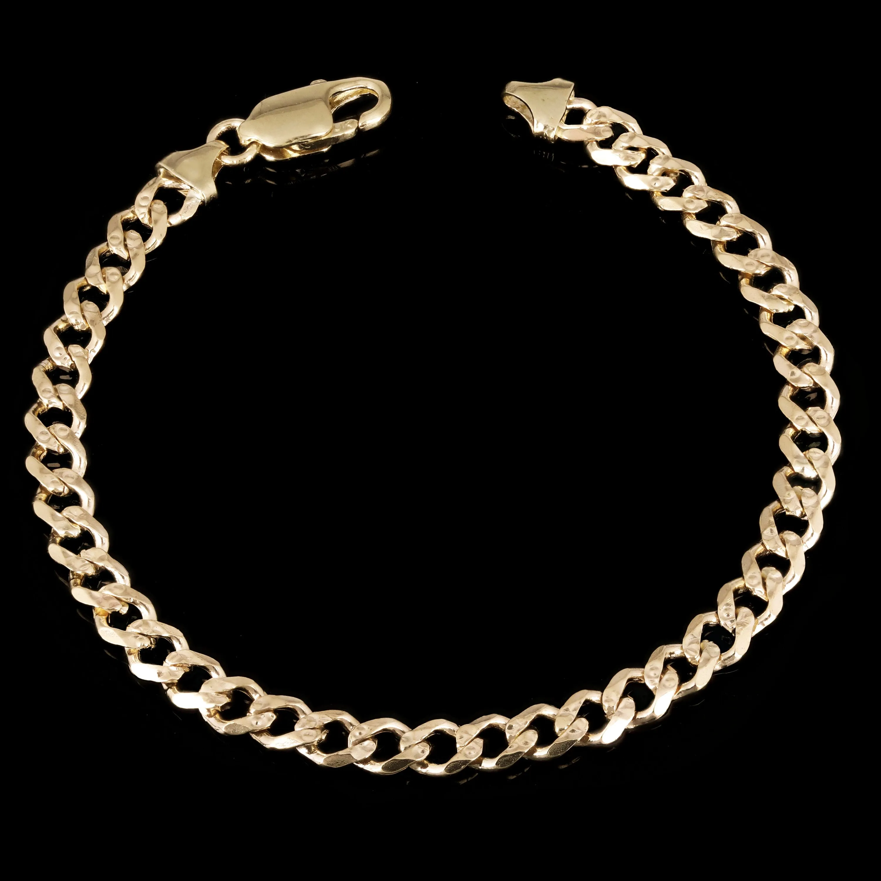 10k Yellow Gold Cuban Yellow Pave Link Chain Bracelet 5.9mm Various Lengths