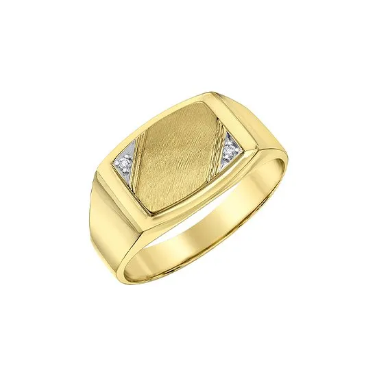 10K Yellow Gold Diamond Men's Signet Ring