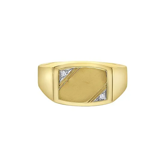 10K Yellow Gold Diamond Men's Signet Ring