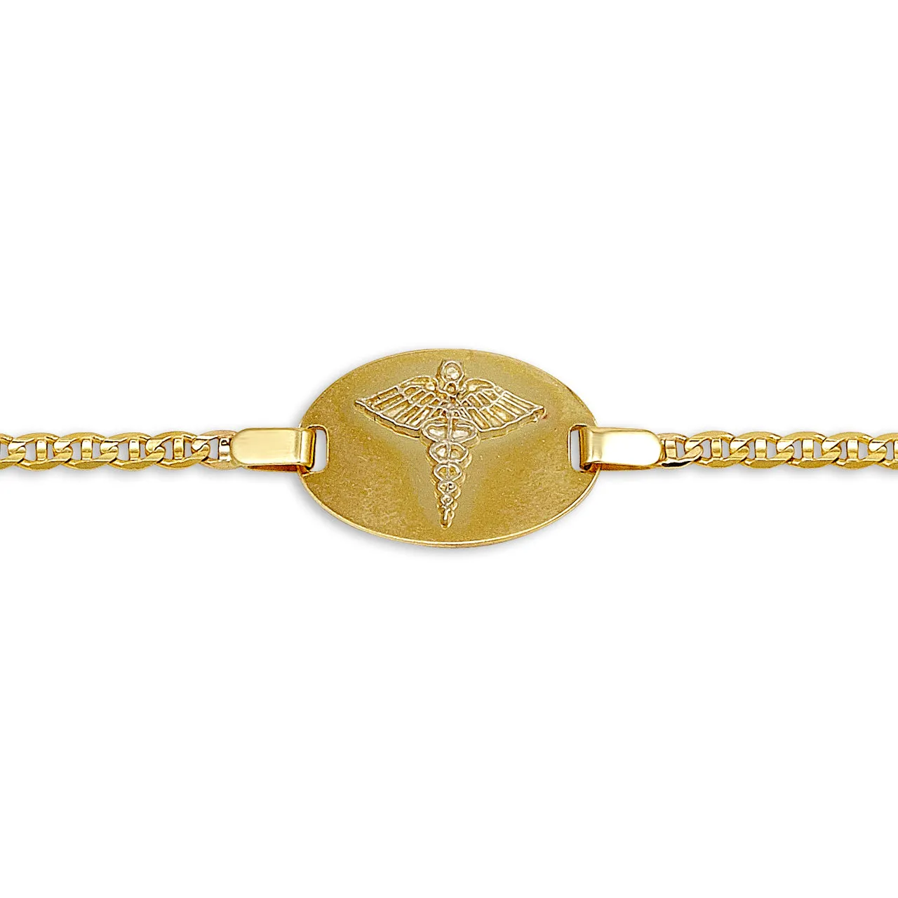 10K Yellow Gold Medical ID Ladies (3mm) Marine Anchor Link Bracelet