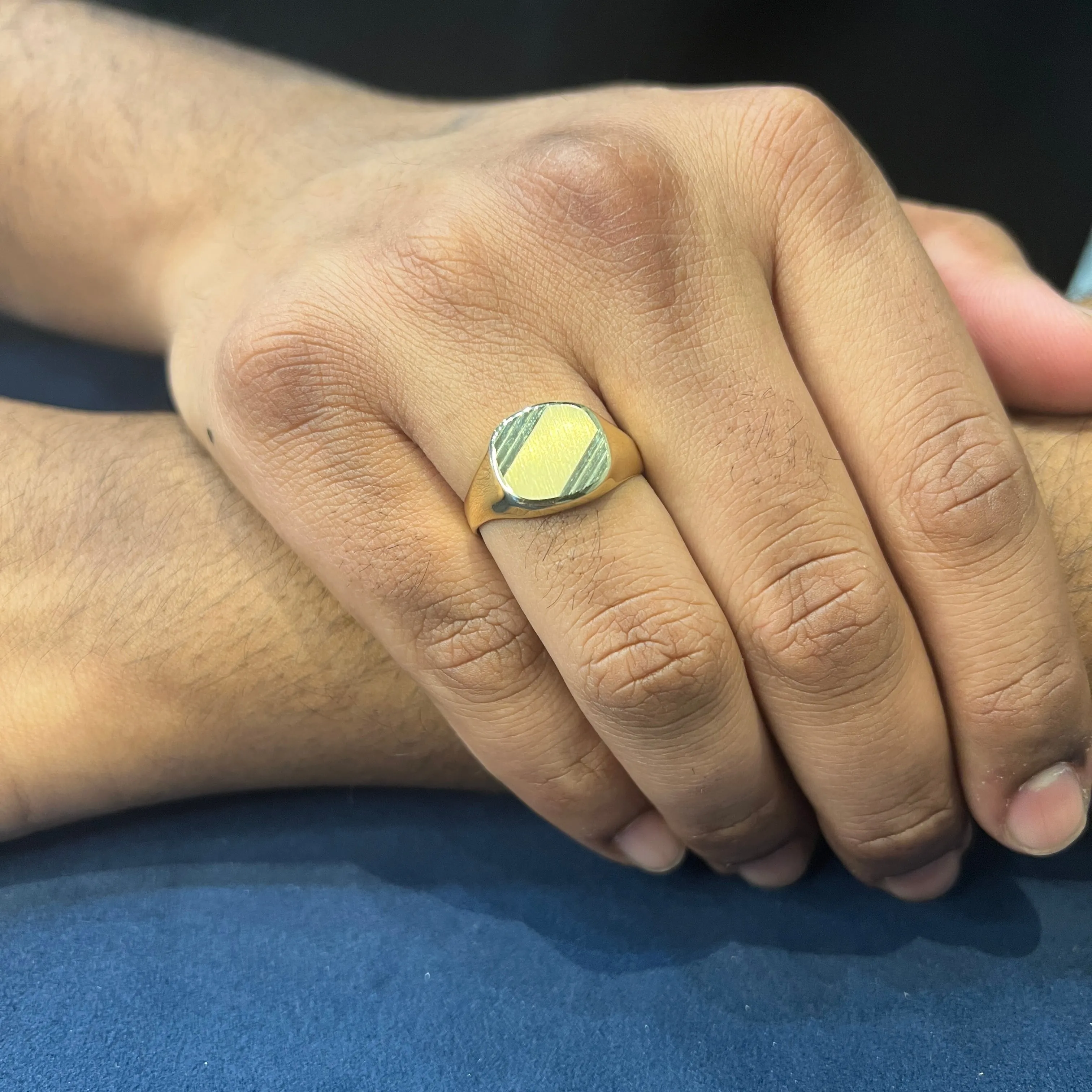 10K Yellow Gold Mens Signet Ring Brushed Finish