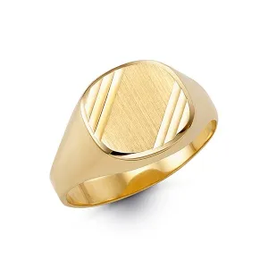10K Yellow Gold Mens Signet Ring Brushed Finish