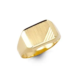 10K Yellow Gold Mens Signet Ring Brushed Finish