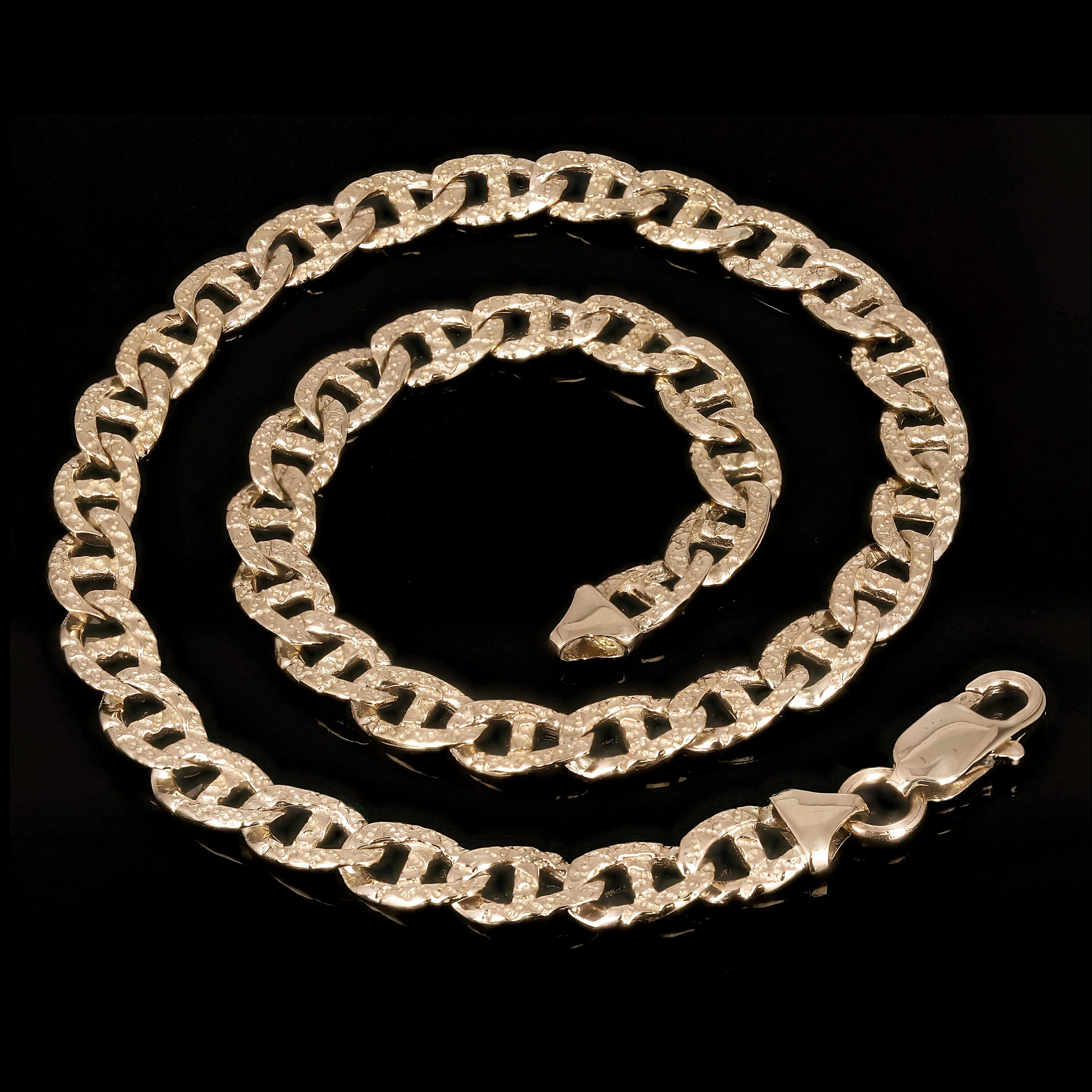 10k Yellow Gold Nugget Gucci Mariner Link Chain Bracelet 7" 7.3mm 13 grams