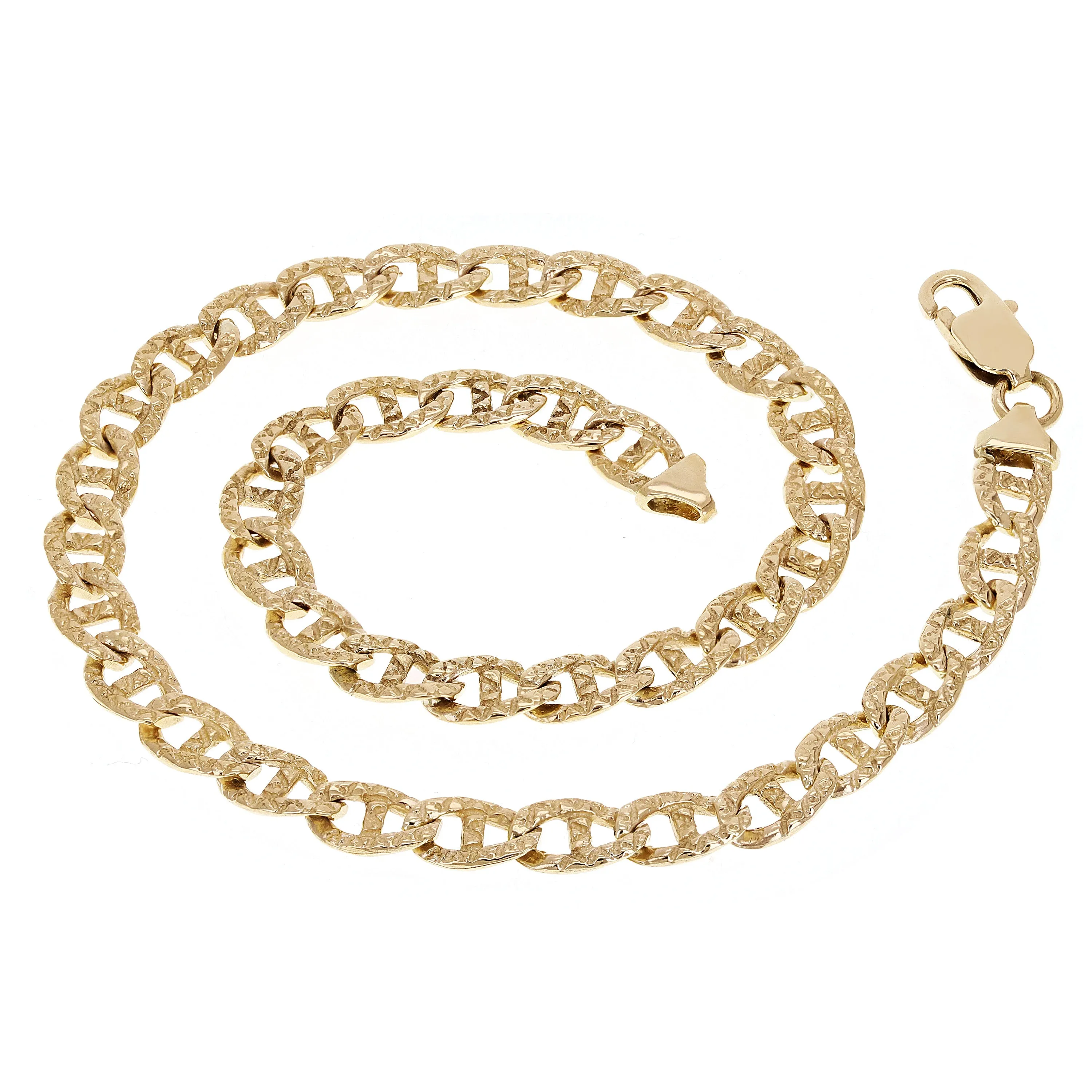 10k Yellow Gold Nugget Gucci Mariner Link Chain Bracelet 7" 7.3mm 13 grams
