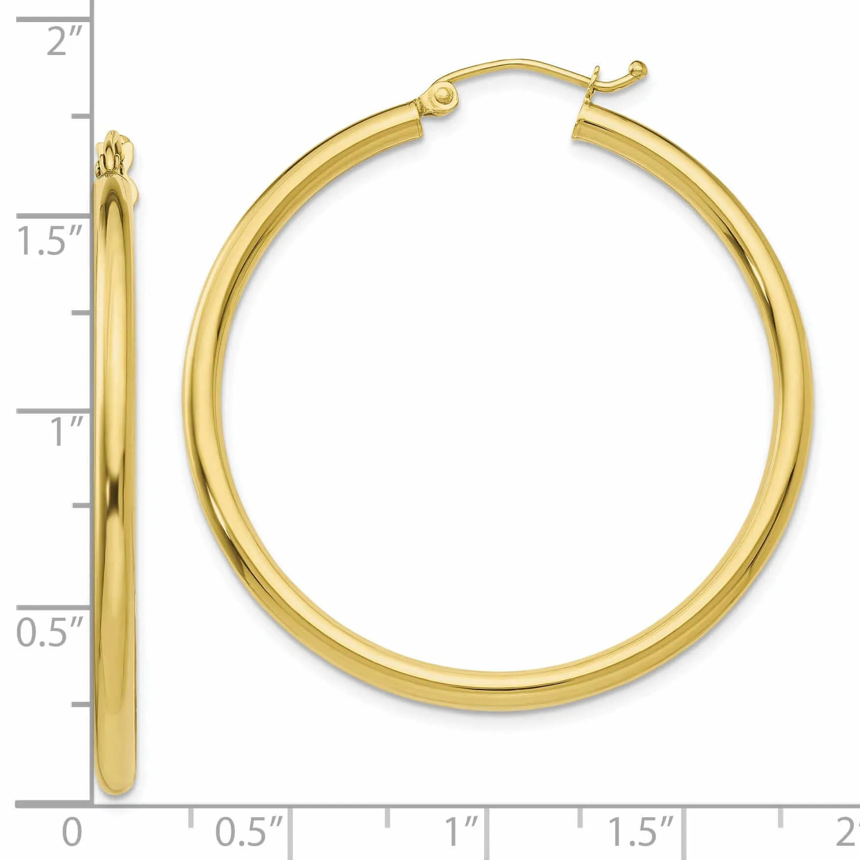 10k Yellow Gold Polished 2.5MM Hollow Hoop Earring