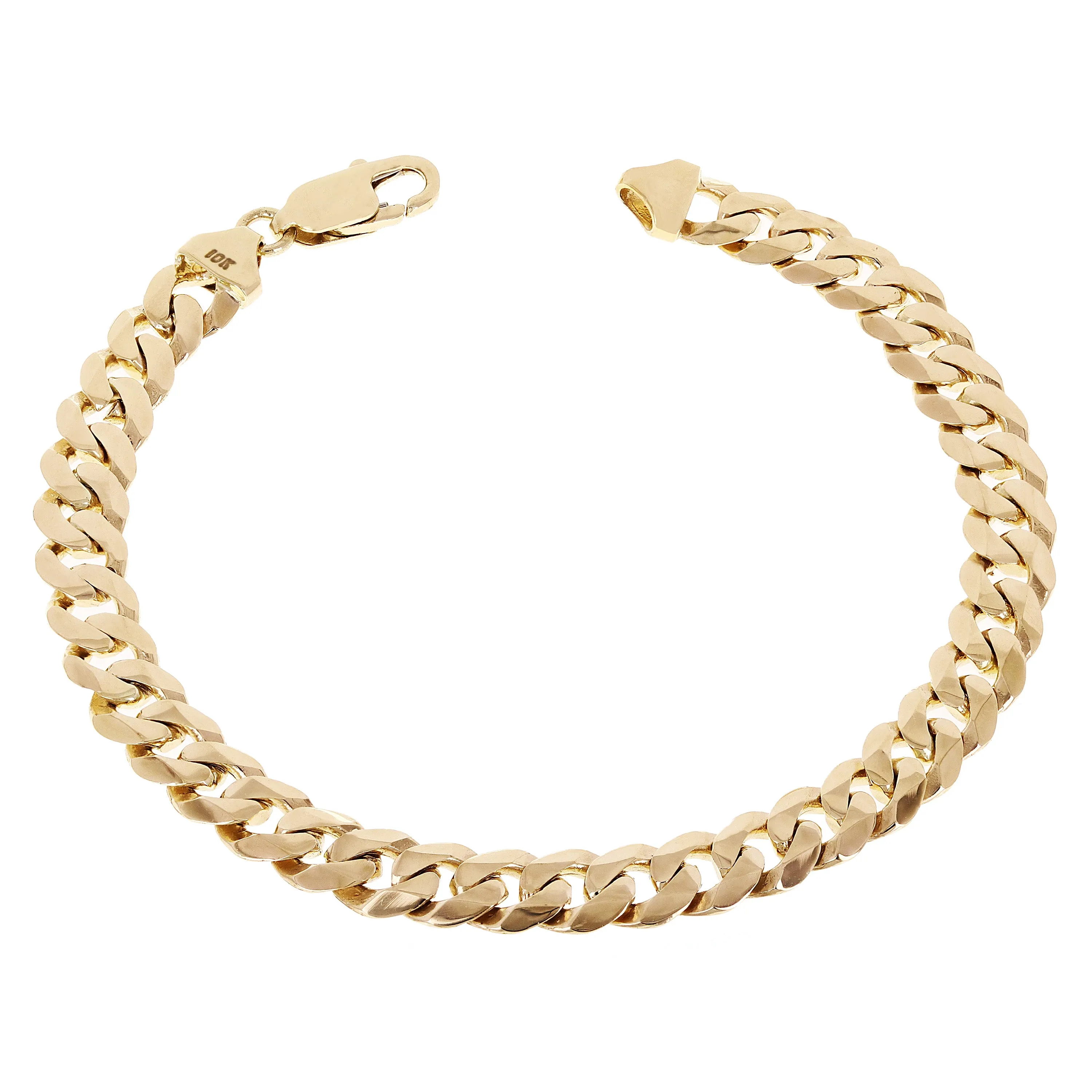 10k Yellow Gold Solid Curb Cuban Link Chain Bracelet 8mm Various Lengths