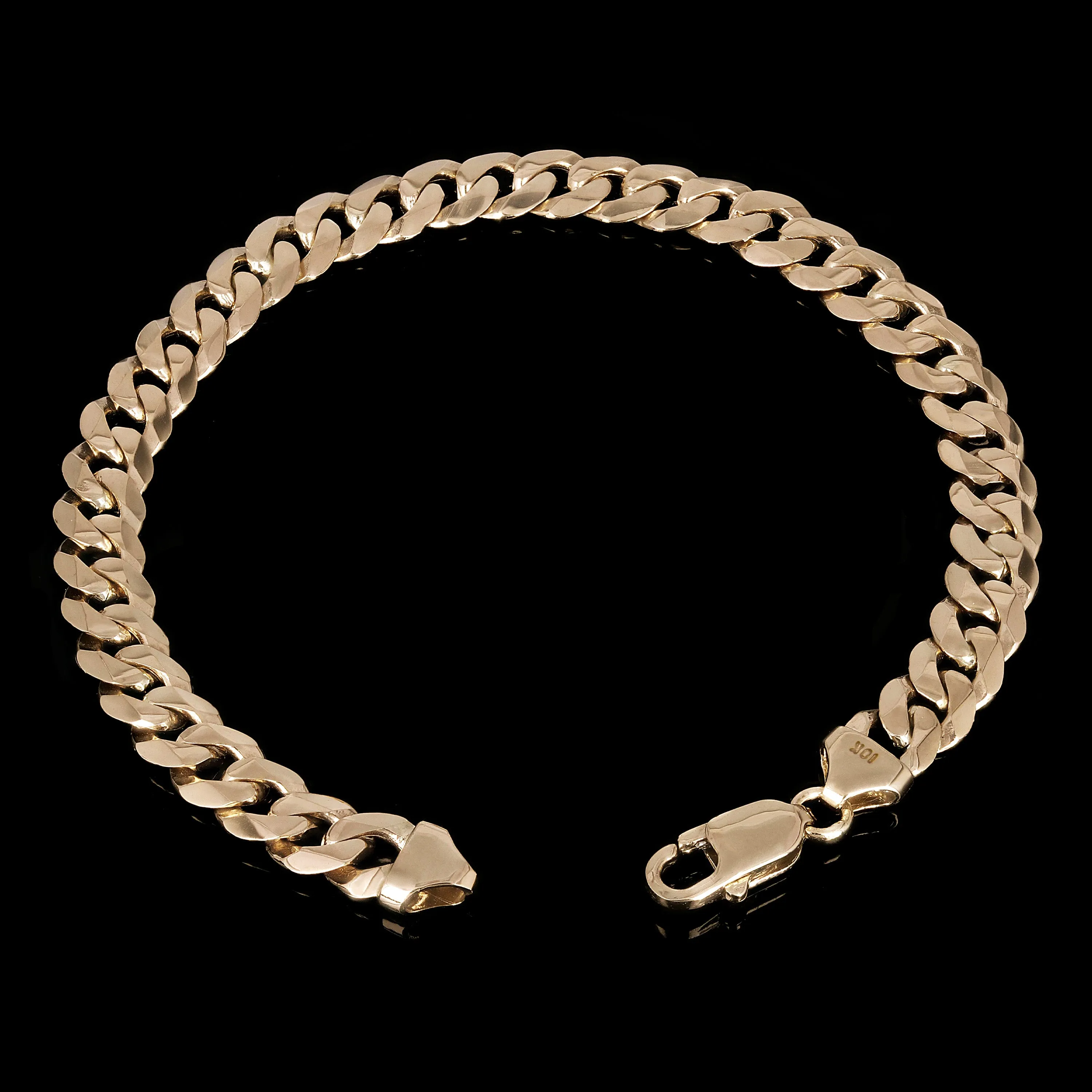 10k Yellow Gold Solid Curb Cuban Link Chain Bracelet 8mm Various Lengths