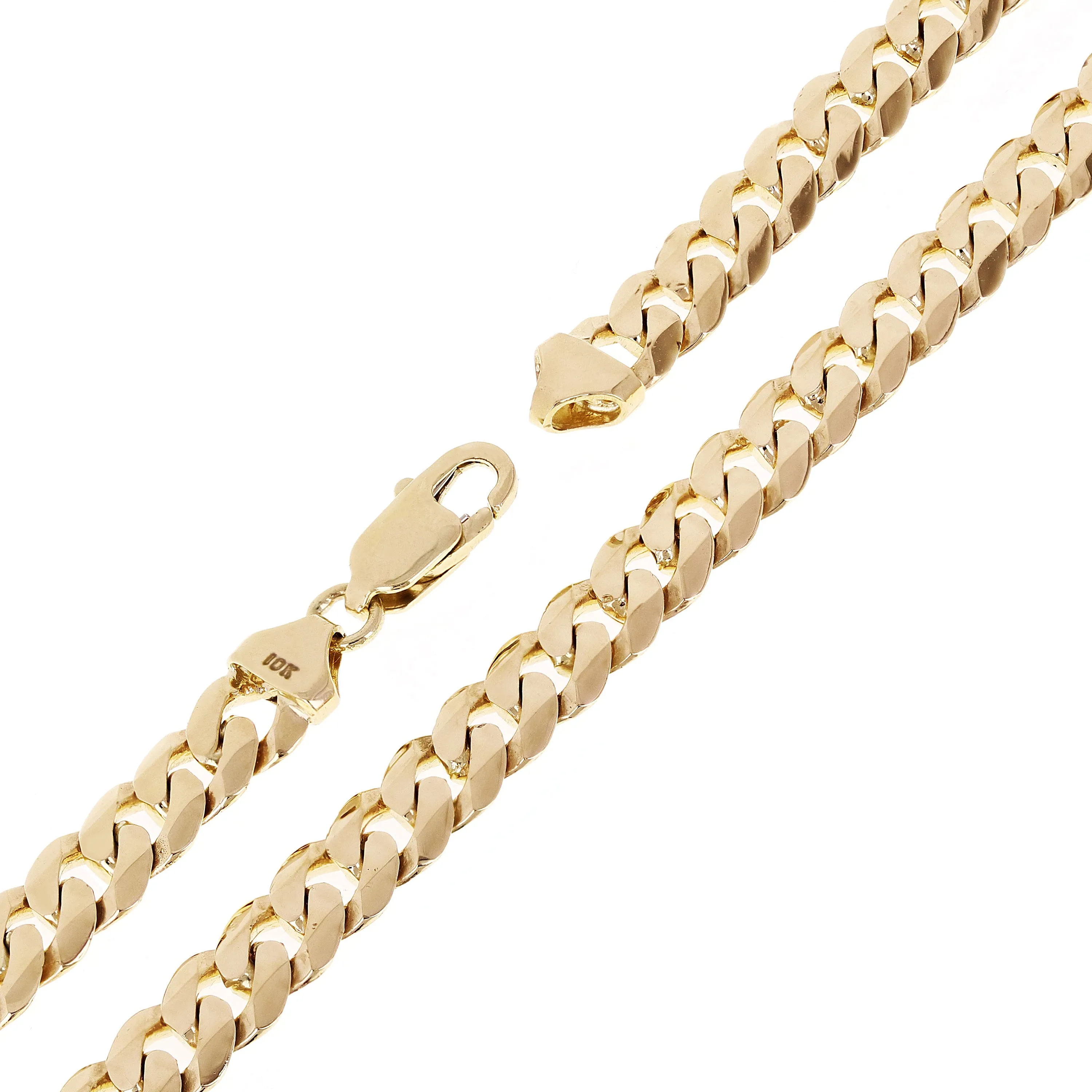 10k Yellow Gold Solid Curb Cuban Link Chain Bracelet 8mm Various Lengths