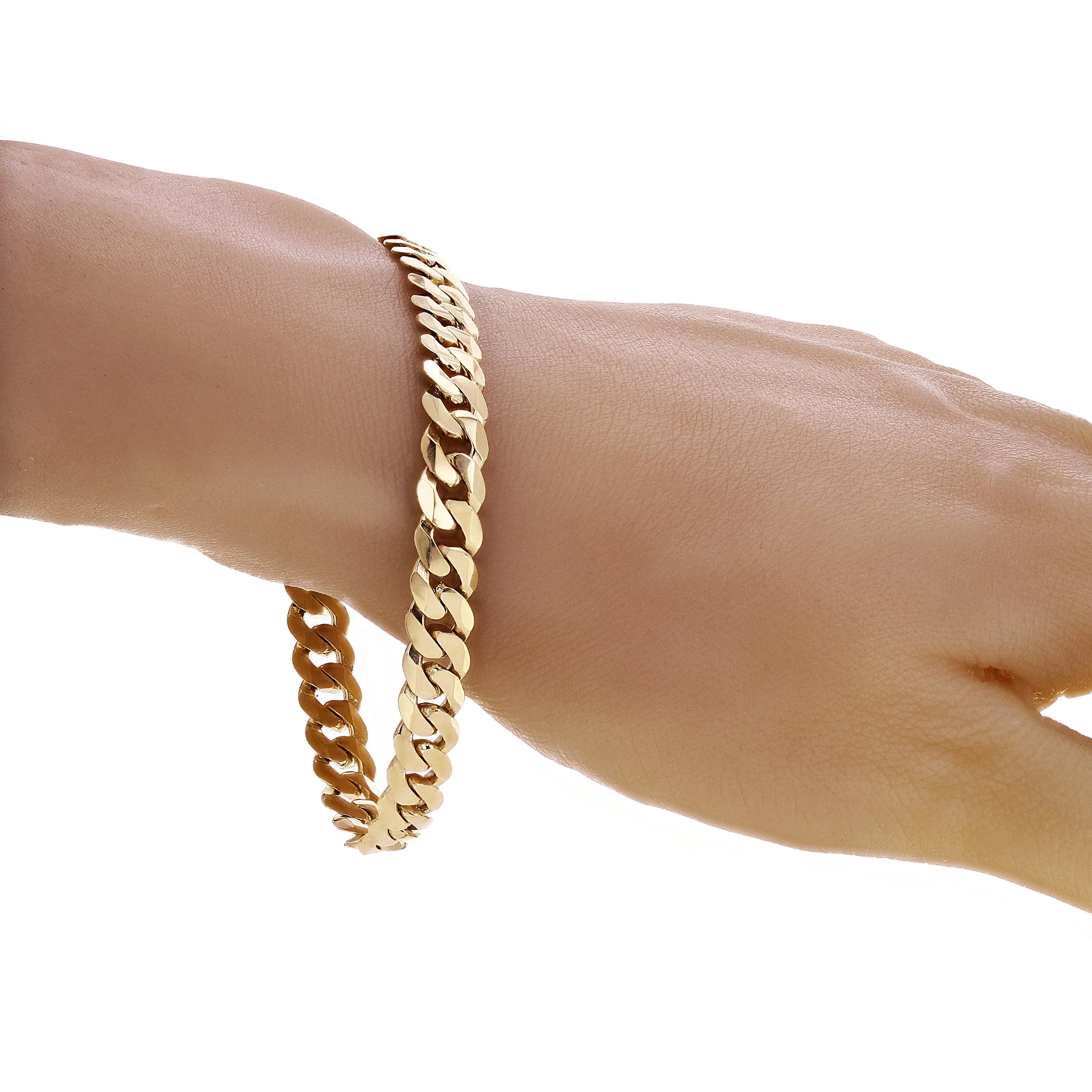 10k Yellow Gold Solid Curb Cuban Link Chain Bracelet 8mm Various Lengths