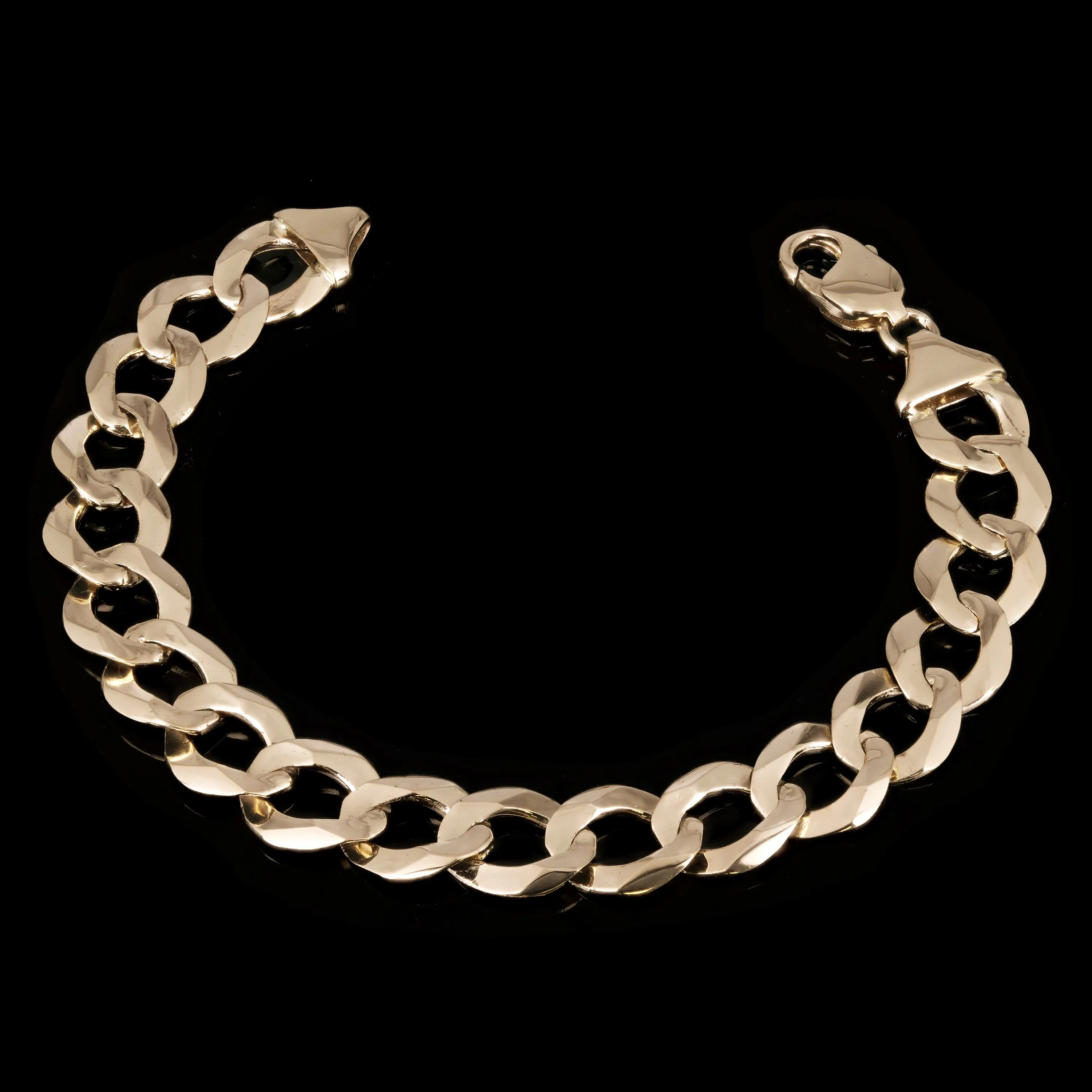 10k Yellow Gold Solid Flat Cuban Link Chain Bracelet 7.5" 11.5mm 18.8 grams