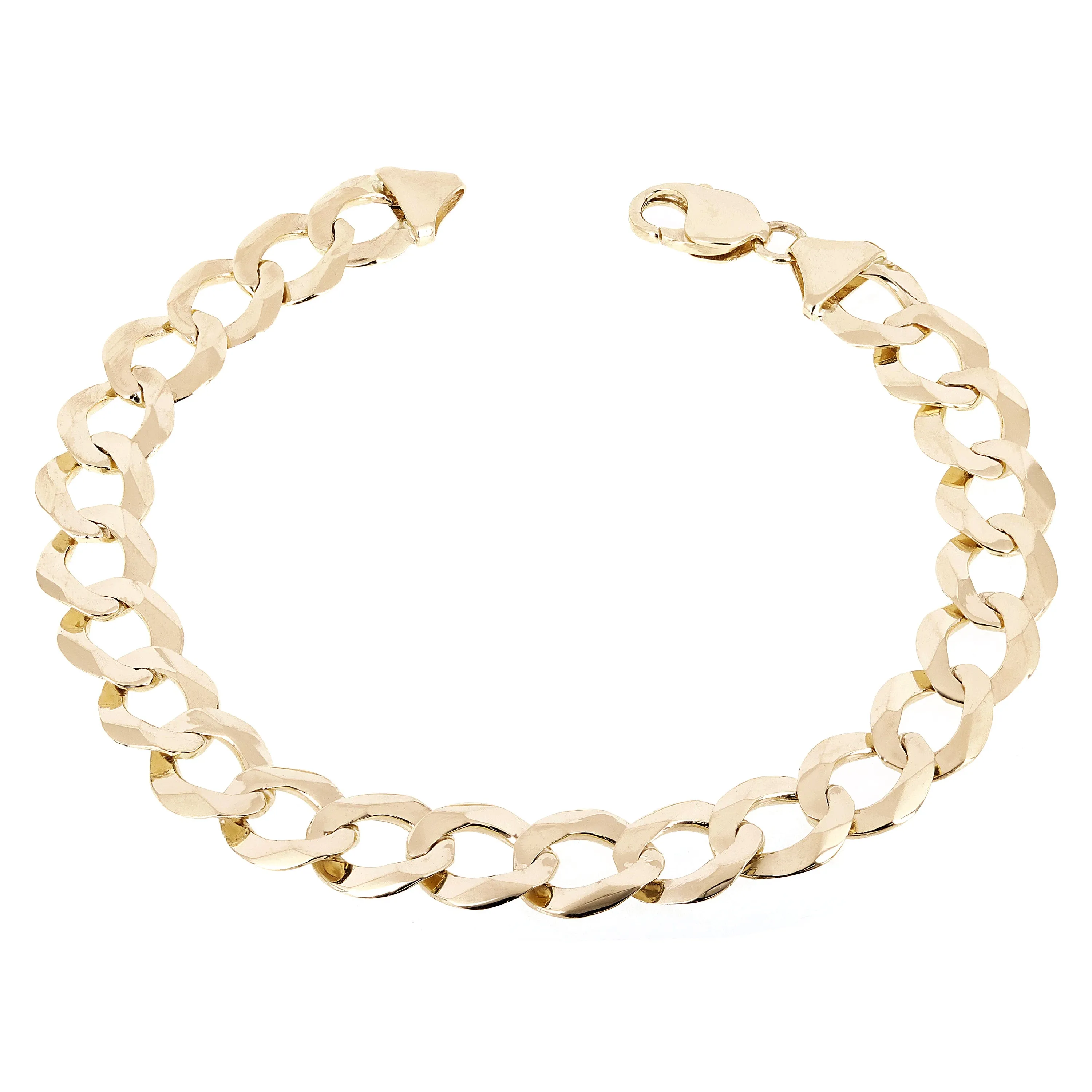 10k Yellow Gold Solid Flat Cuban Link Chain Bracelet 7.5" 11.5mm 18.8 grams