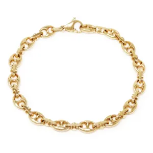 10k Yellow Gold Solid Puffy Mariner Chain Gucci Bracelet 7" - 9" 7.5mm