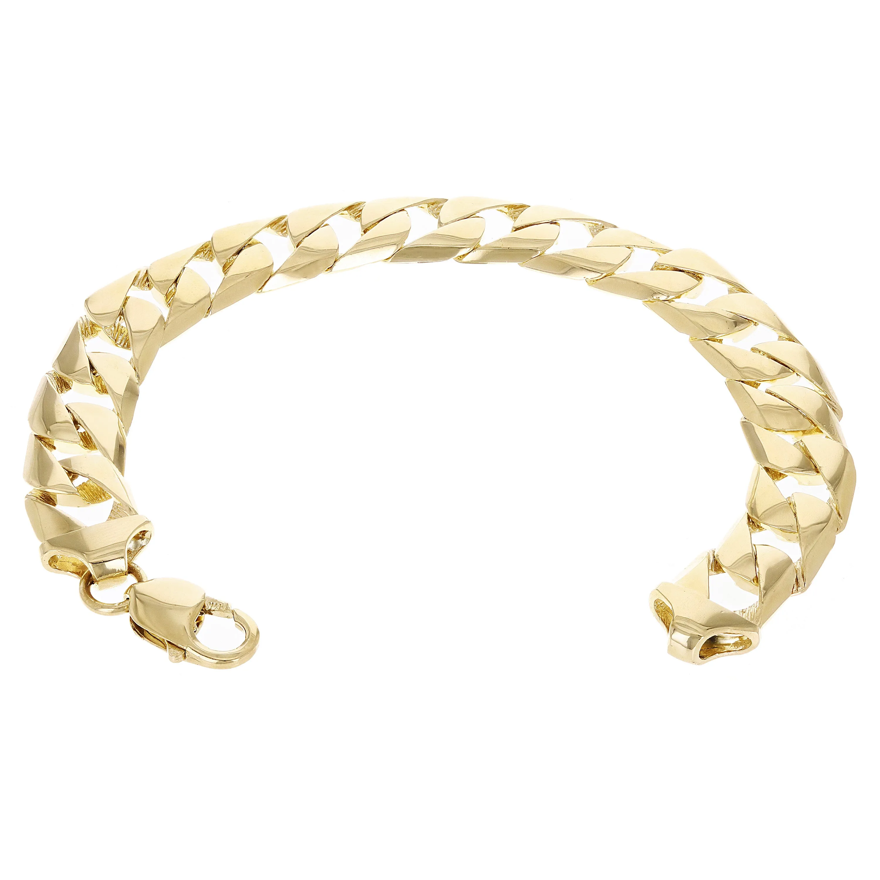 10k Yellow Gold Solid Square Curb Cuban Link Chain Bracelet 12.7mm 7.5", 8", 8.5"