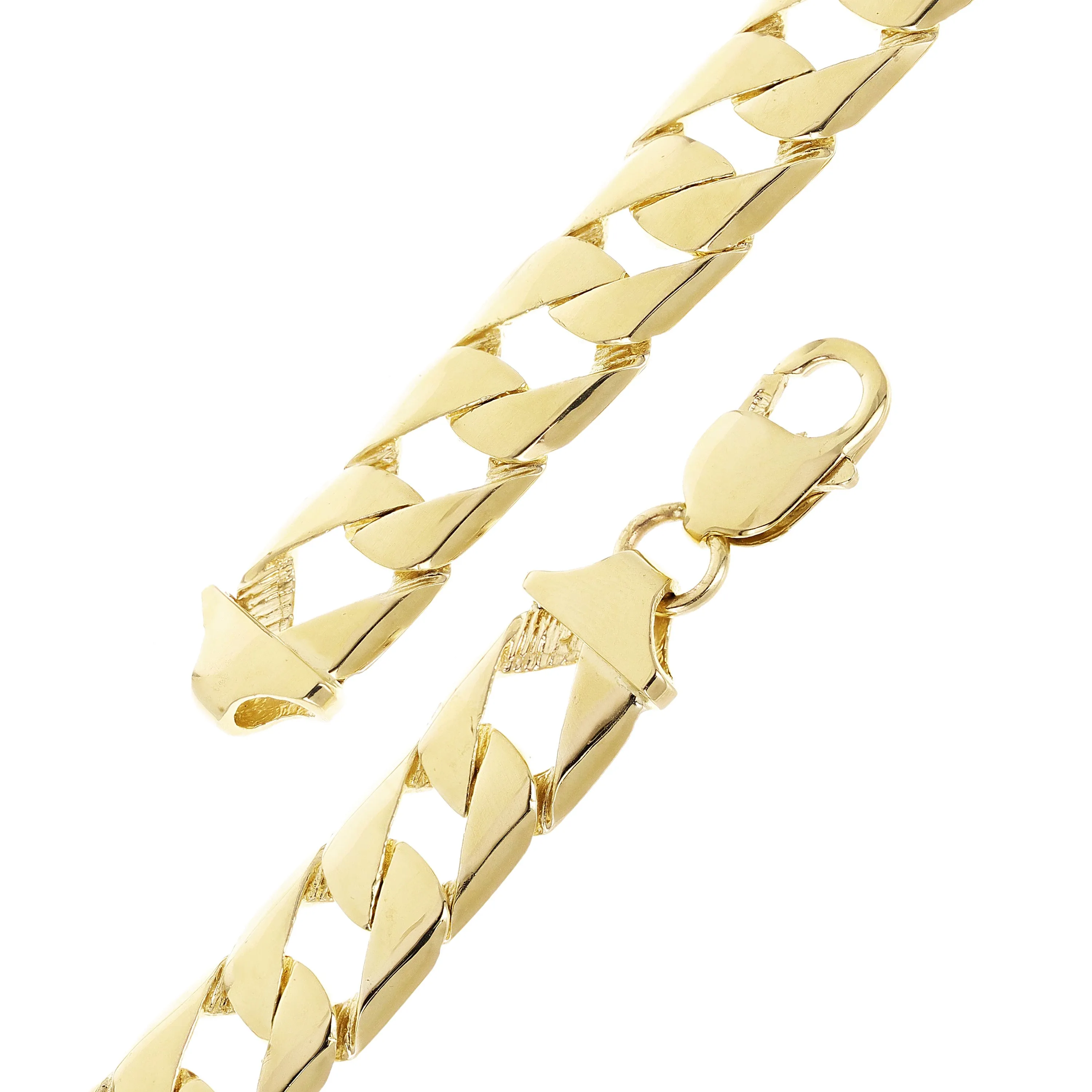 10k Yellow Gold Solid Square Curb Cuban Link Chain Bracelet 12.7mm 7.5", 8", 8.5"
