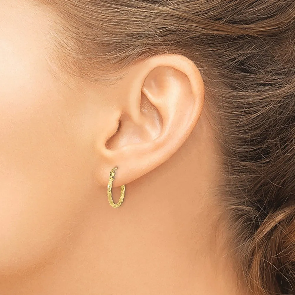 10KT Yellow Gold 15X2MM Twist Hoop Earrings