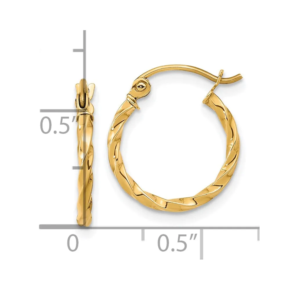 10KT Yellow Gold 15X2MM Twist Hoop Earrings