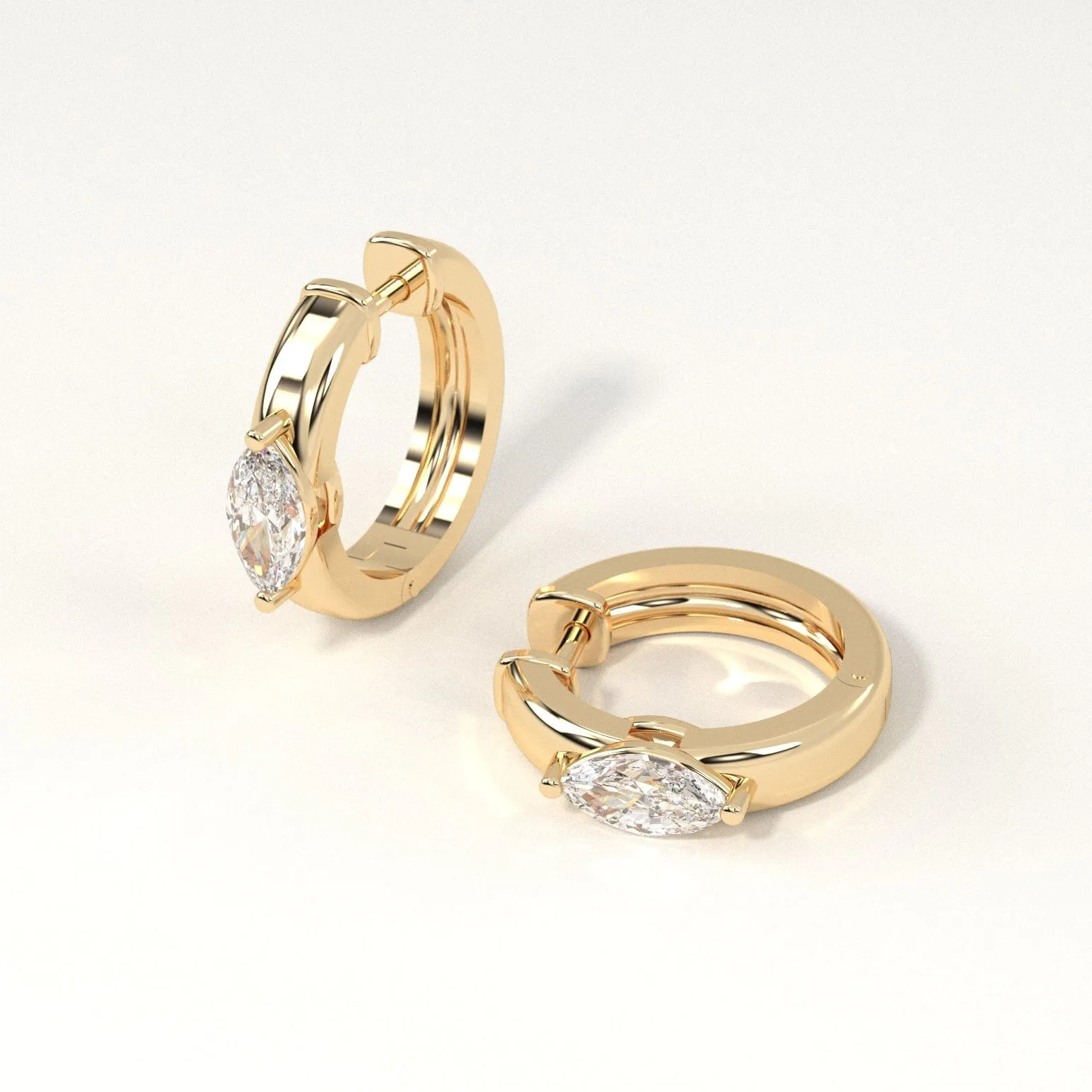1/2 carat Marquise Diamond Hoop Earrings