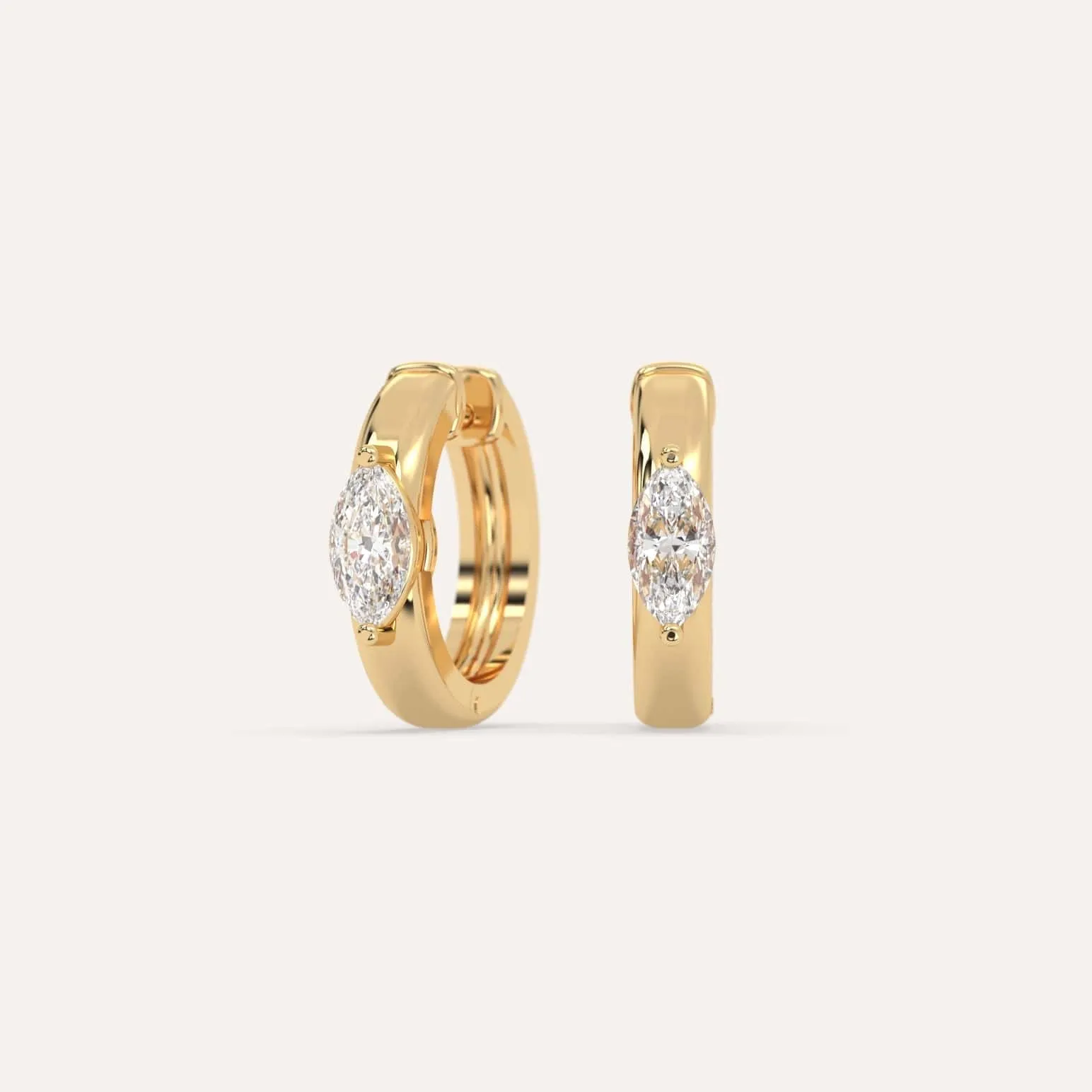 1/2 carat Marquise Diamond Hoop Earrings