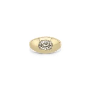 1.21 ctw Champagne Oval Diamond Signet Ring