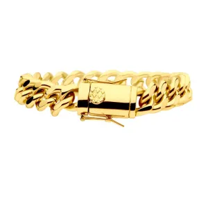 12mm 18K Gold Plated Stainless Steel Miami Cuban Chain 8.0" Bracelet BR15011GP-1280