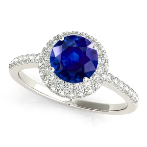 1.35 ct. Genuine Blue Sapphire Double Halo Ring