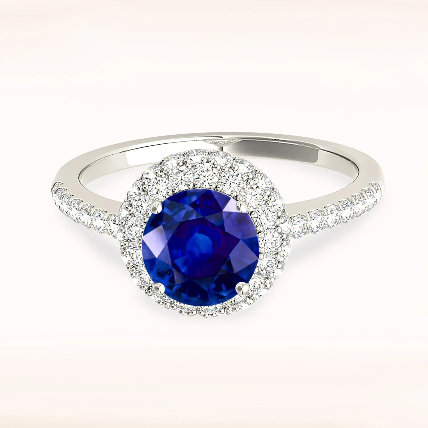 1.35 ct. Genuine Blue Sapphire Double Halo Ring