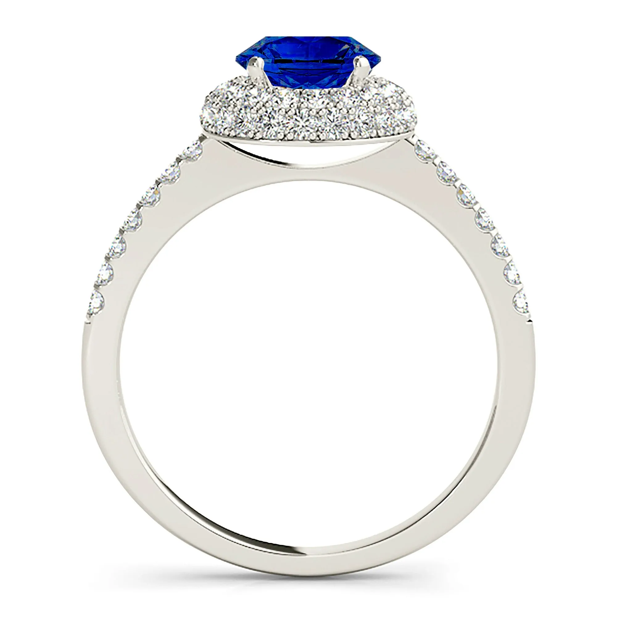 1.35 ct. Genuine Blue Sapphire Double Halo Ring
