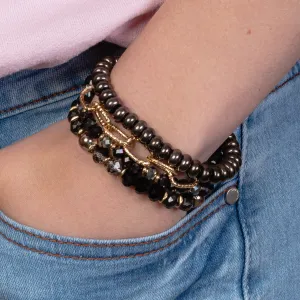 1414 - Stacked Bracelets - Black