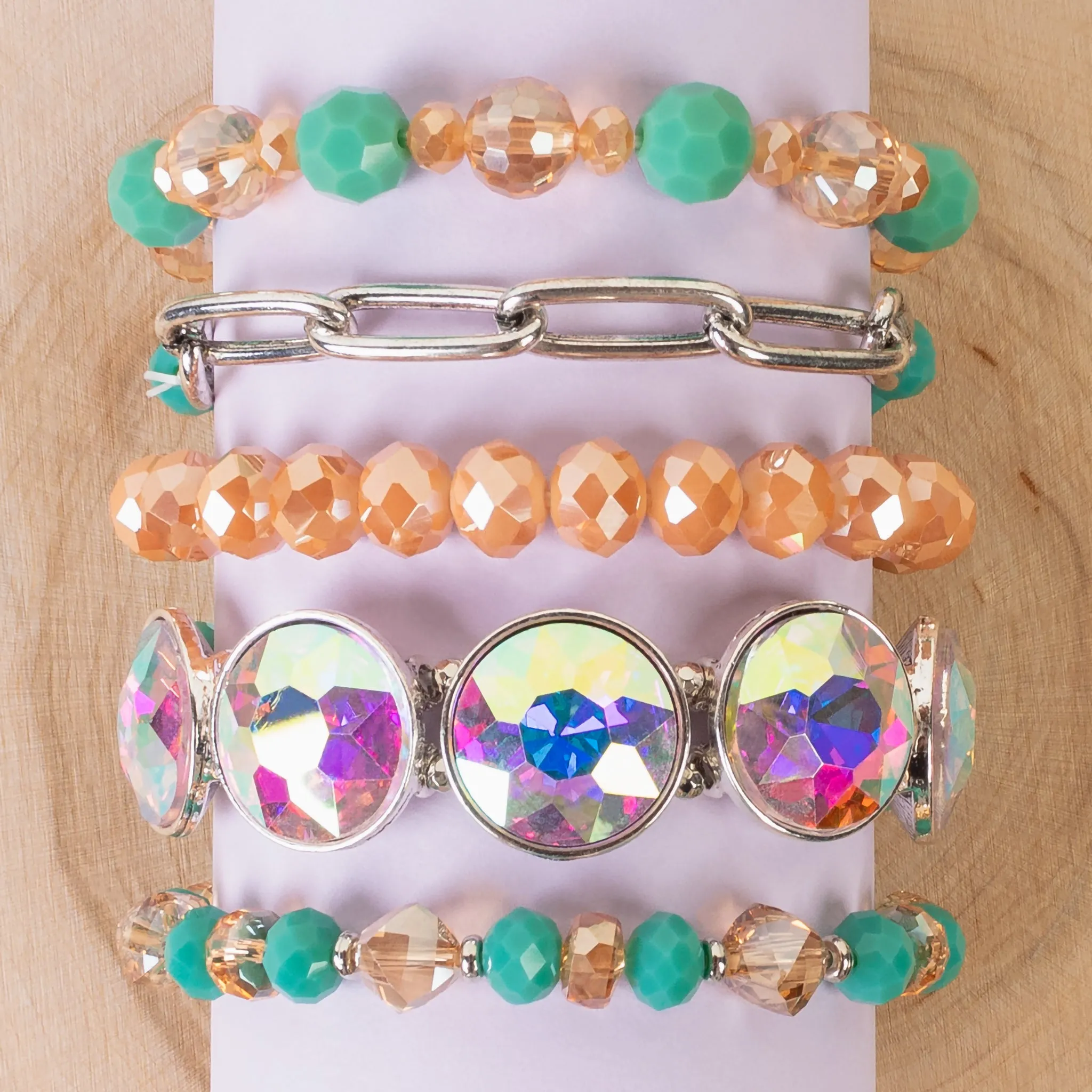 1437 - Crystal Stacked Bracelets - Turquoise