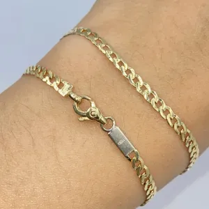 14K 3MM Solid Cuban Link Baby Bracelet