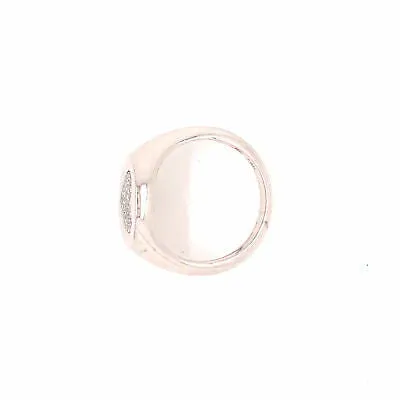 14K Diamond Pave Heart Signet Pinky Ring White Gold