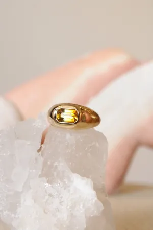 14K Emerald Cut Parti Sapphire Gypsy Signet Ring