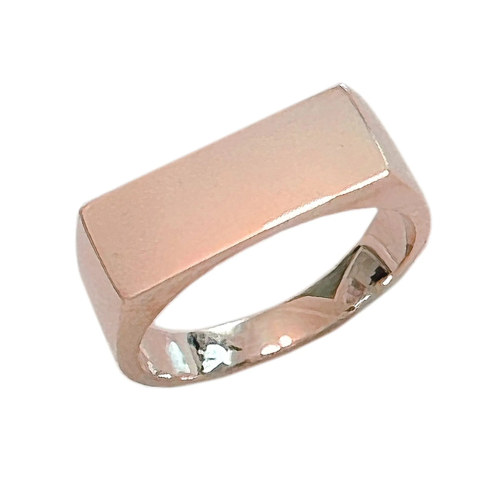 14K Gold Engravable Rectangle Signet Ring, Large Size