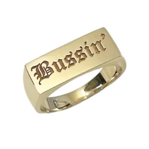 14K Gold Engravable Rectangle Signet Ring, Large Size