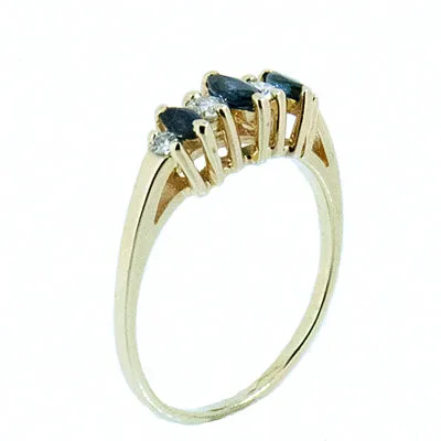 14K Gold Ladies Diamond and Sapphire Ring