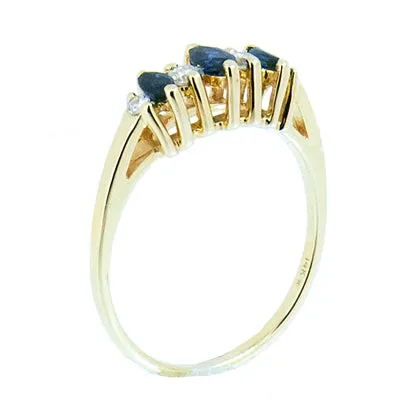14K Gold Ladies Diamond and Sapphire Ring