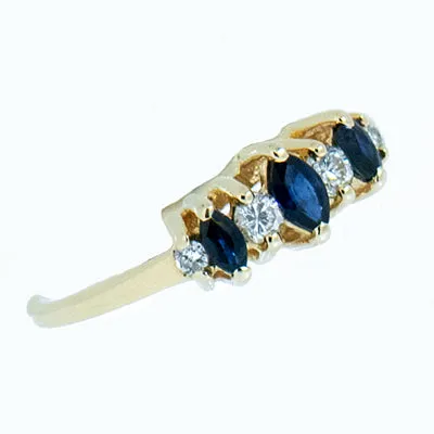 14K Gold Ladies Diamond and Sapphire Ring