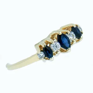 14K Gold Ladies Diamond and Sapphire Ring