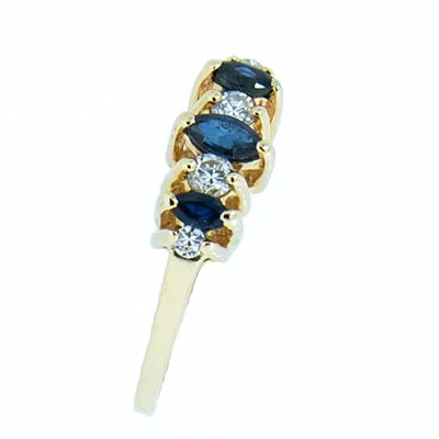 14K Gold Ladies Diamond and Sapphire Ring